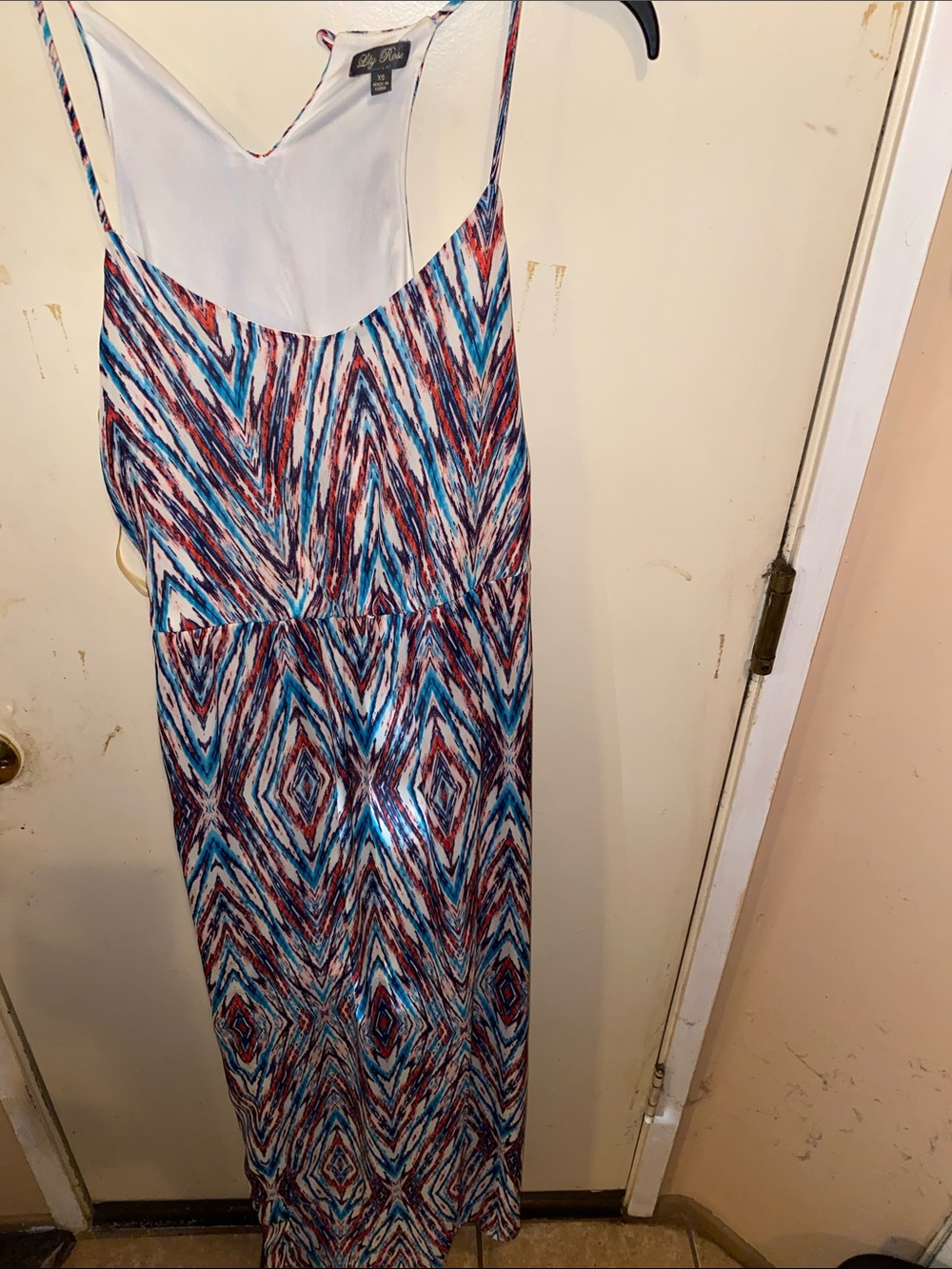 Lily RoseMulticolor Maxi Dress - Blue & Red Pattern